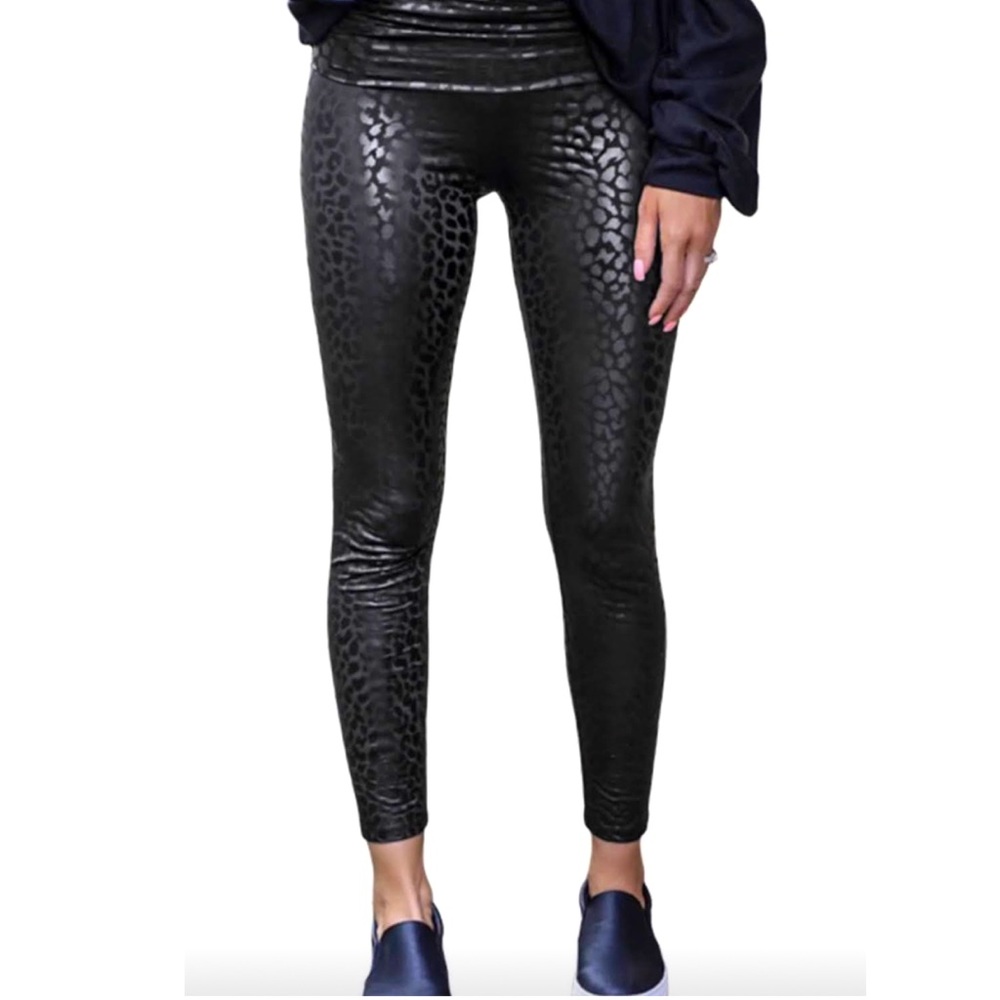 Black on black leopard print leggings